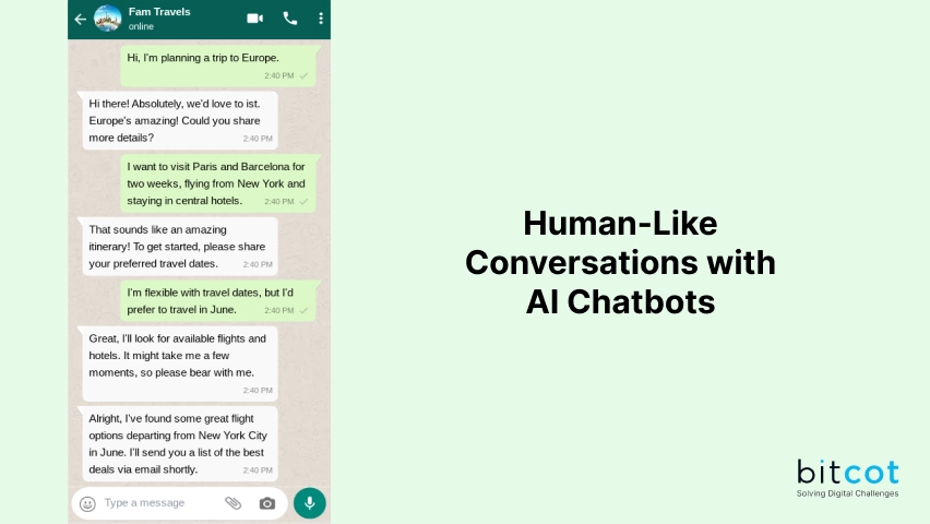 A screenshot of a chat between an AI Virtual Assistant and a customer