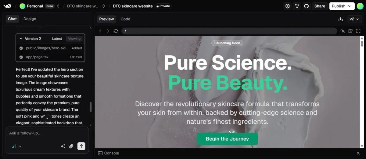 Review the AI-Generated Website