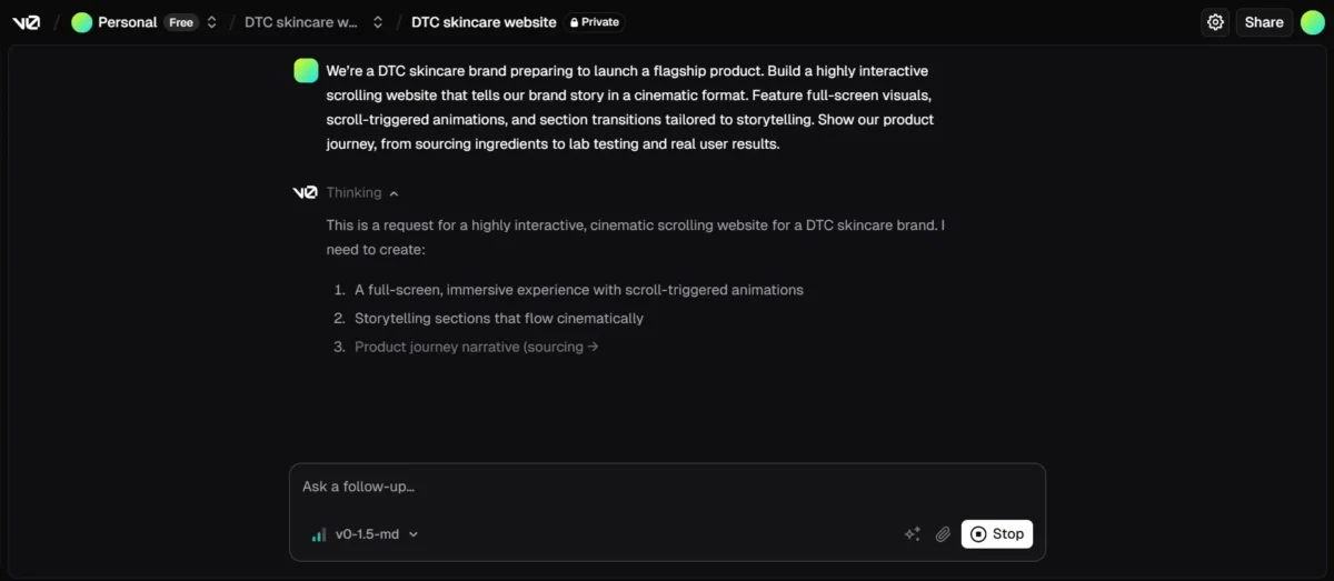 Website Development Simple Text Prompts