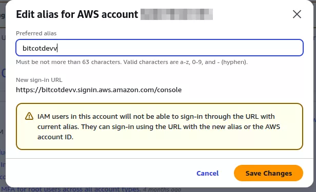 Alias for AWS Account