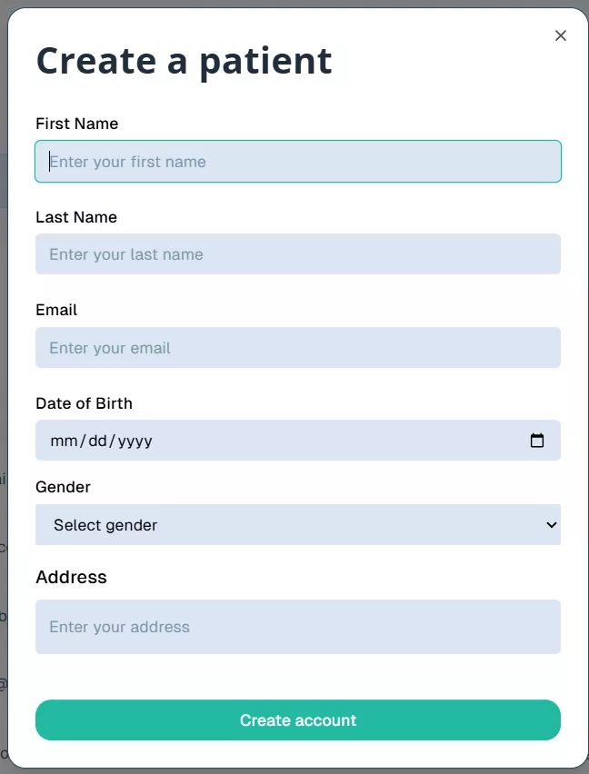 Admin creates and verifies patient accounts
