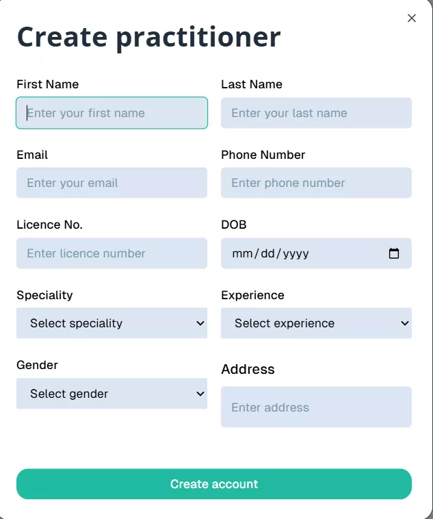 Admin creates and verifies practitioner accounts