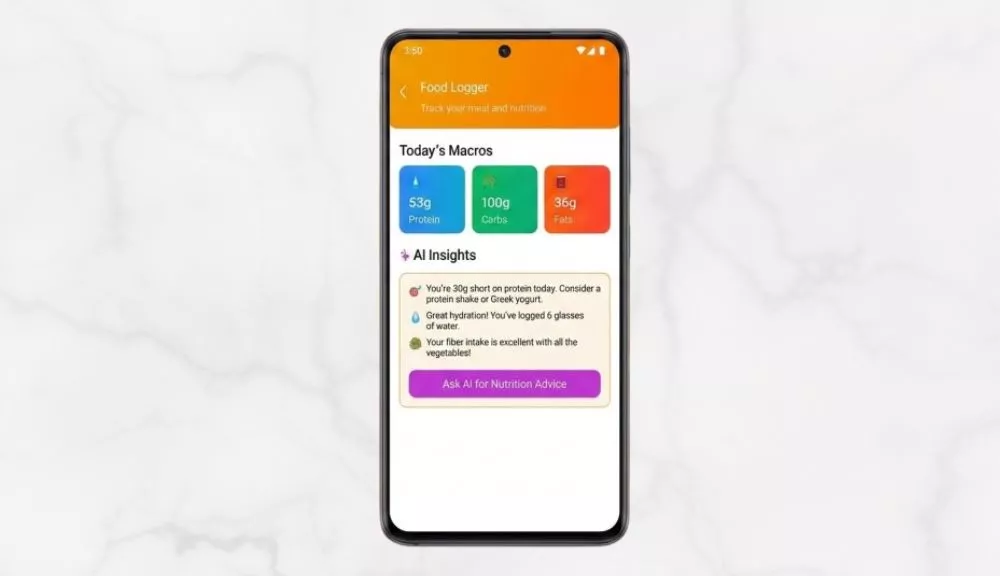 Inside HealthiApp food diet logger with personalized nutrition insights