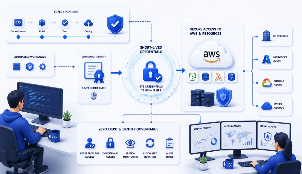 Cloud security workflow and monitoring diagram