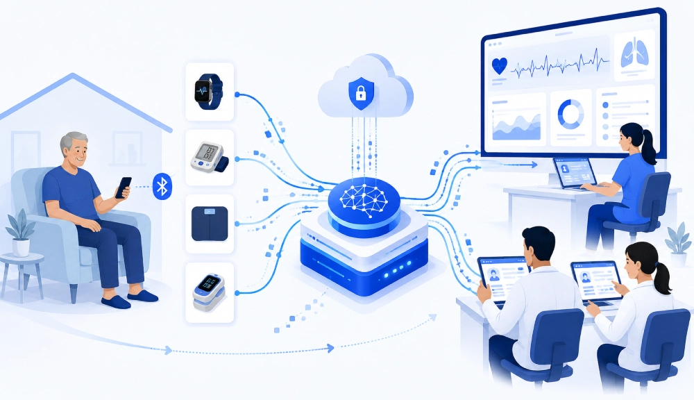 Digital health data flow concept