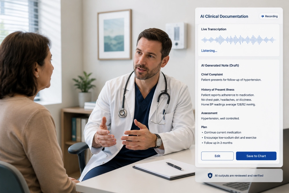 Doctor-patient consultation with AI documentation