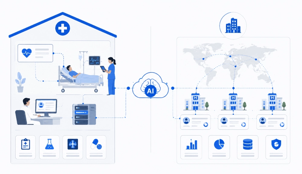Hospital and healthcare network infographic