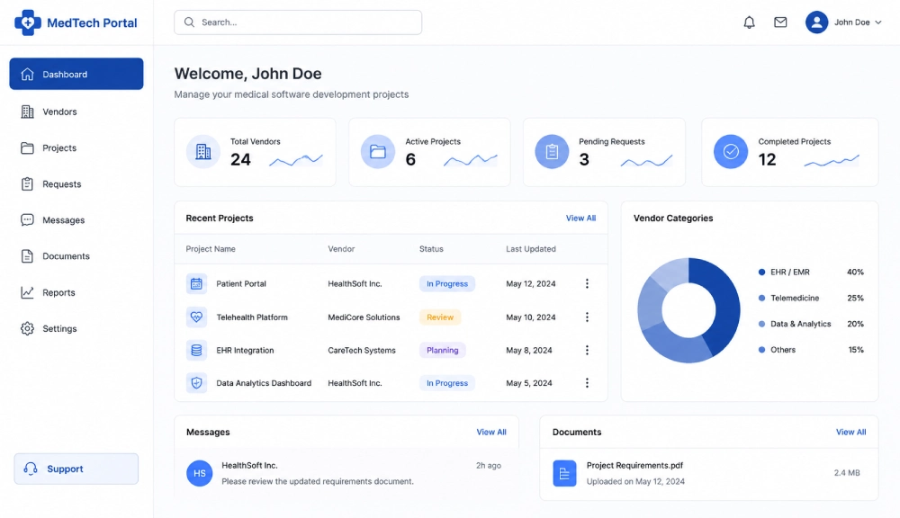 Medical-software-vendor-portal-dashboard