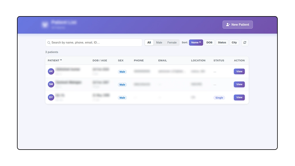 OpenEMR React Patient Detail View 12-Card Layout