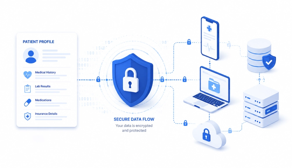 Secure healthcare data flow design