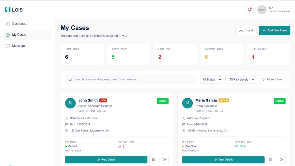 Service Coordinator Dashboard