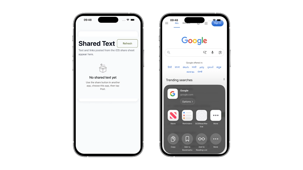ios share extension in react native screen 2