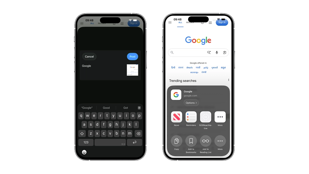 ios share extension in react native screen 3