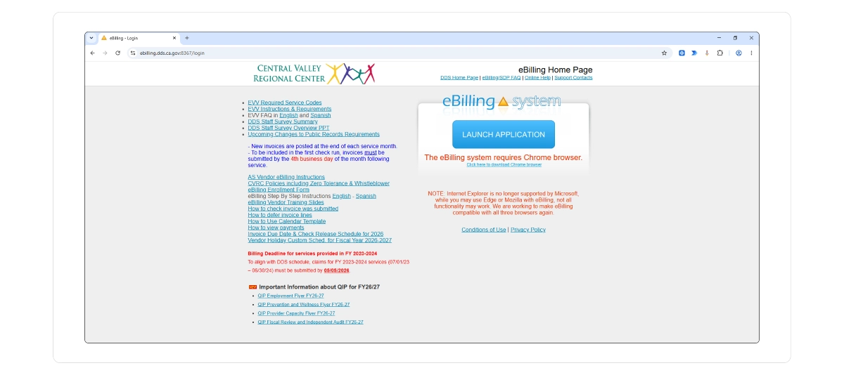 Login to ebiling portal