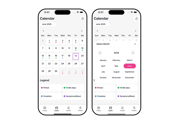 womens app calendar